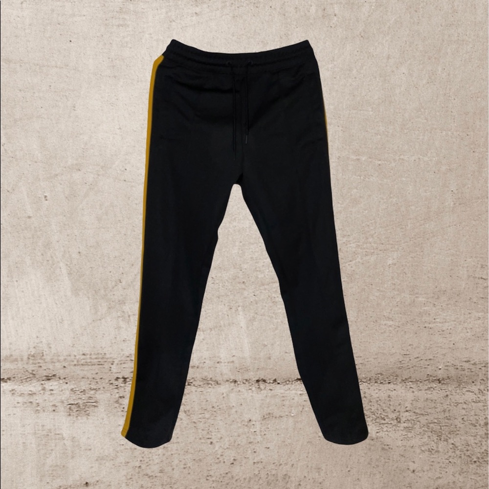 H&M Black Trackpants w/ Yellow Stripes & Zipper